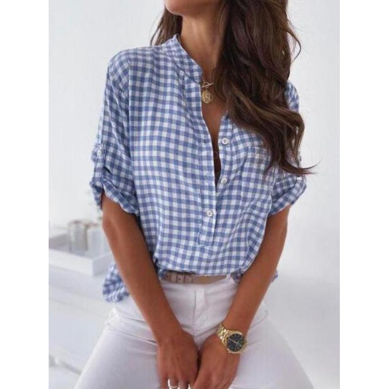 Preppy Plaid Print Short Sleeve Shirt