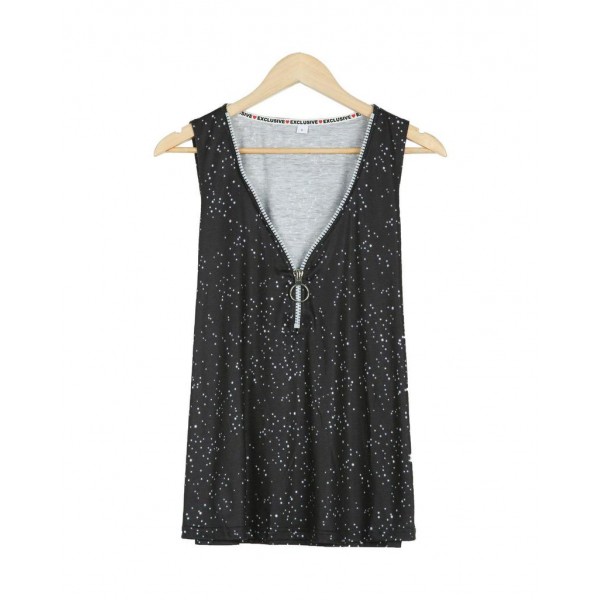 Cool Print V-Neck Sleeveless Top