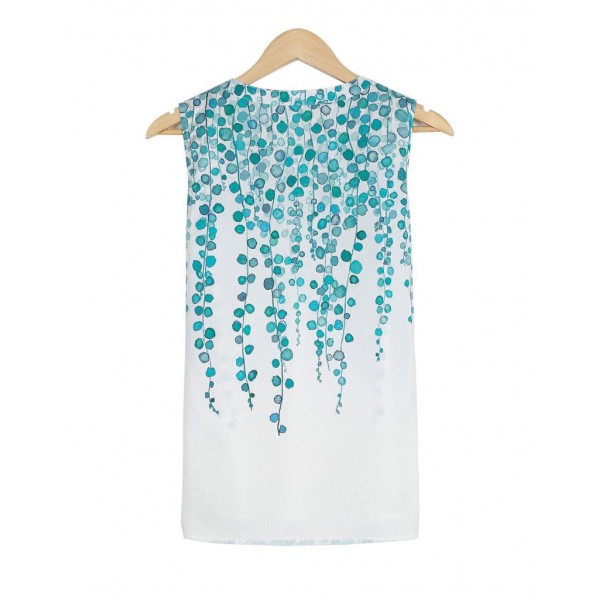 Casual V-Neck Print Sleeveless Top