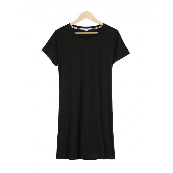 Basic Plain Short Sleeve Mini Dress