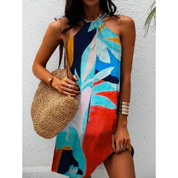 Attractive Print Sleeveless Mini Dress