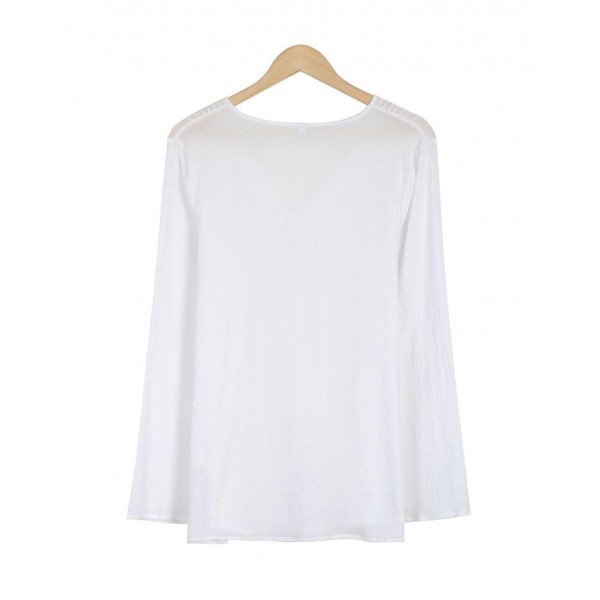 Comfy V-Neck Long Sleeve White Top