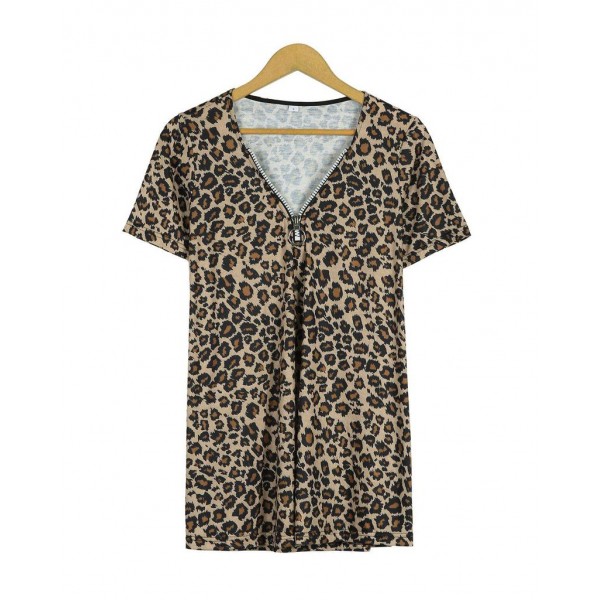 Wild Leopard Print Short Sleeve Top