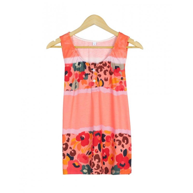 Chic Print V-Neck Sleeveless Top