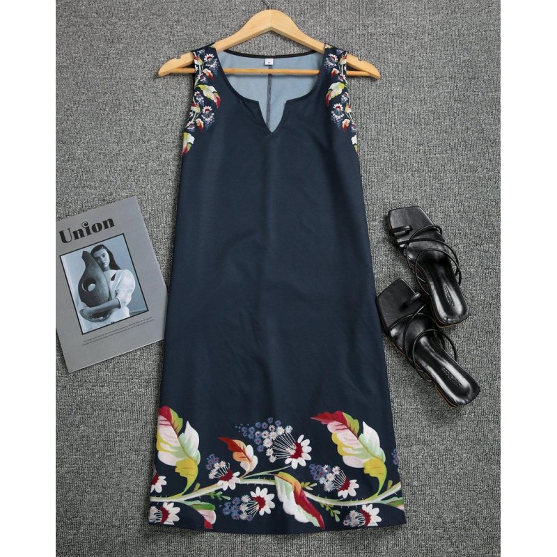 Elegant Print Sleeveless Mini Dress