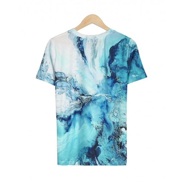 Romantic Print Round Neck Short Sleeve Top