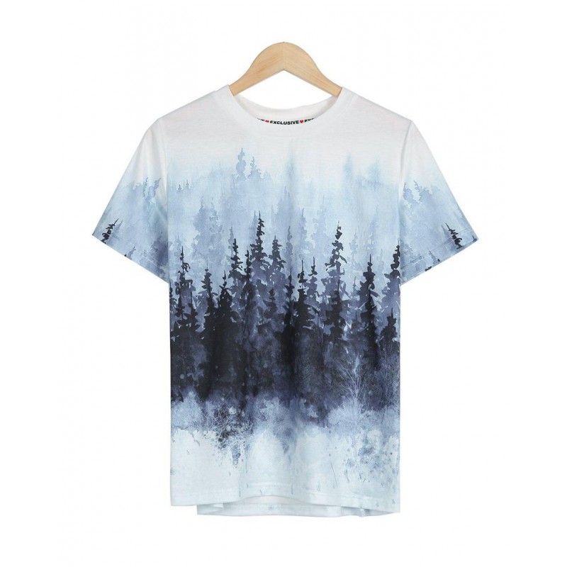 Romantic Landscape Print Short Sleeve Top