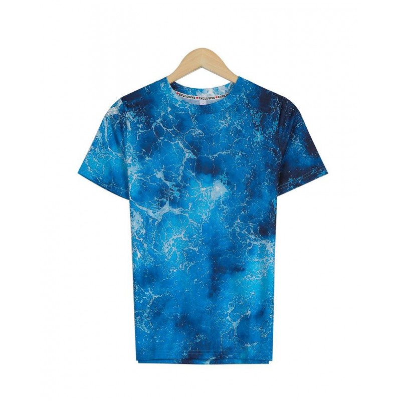 Mysterious Blue Print Short Sleeve Top