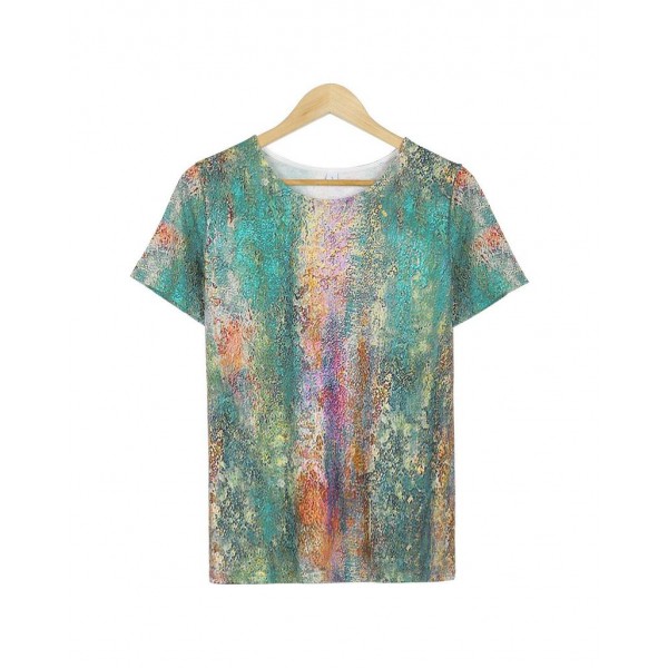 Retro Print Short Sleeve Top