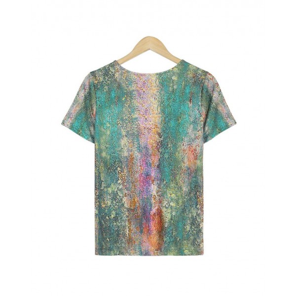 Retro Print Short Sleeve Top