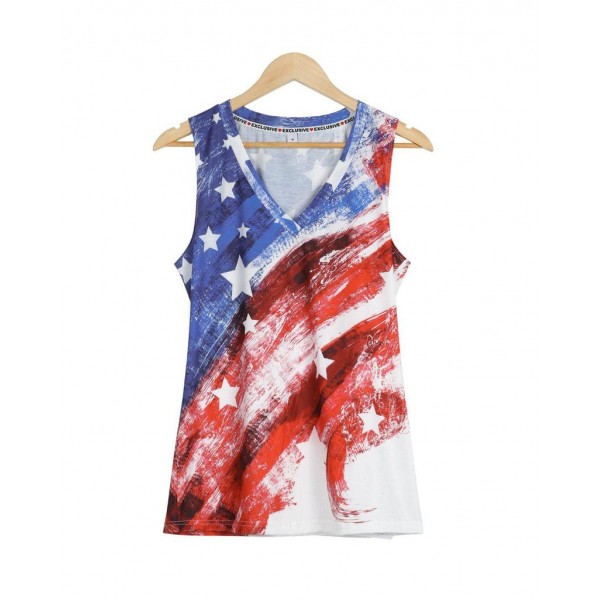 Special V-Neck Print Sleeveless Top