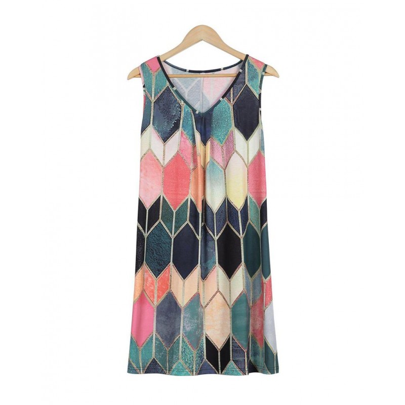 Stunning Argyle Print Sleeveless Mini Dress