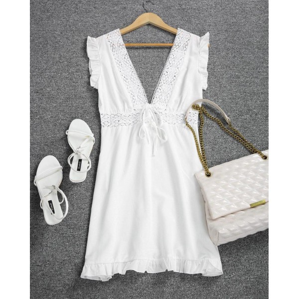 Temperament Sleeveless Plain Mini Dress