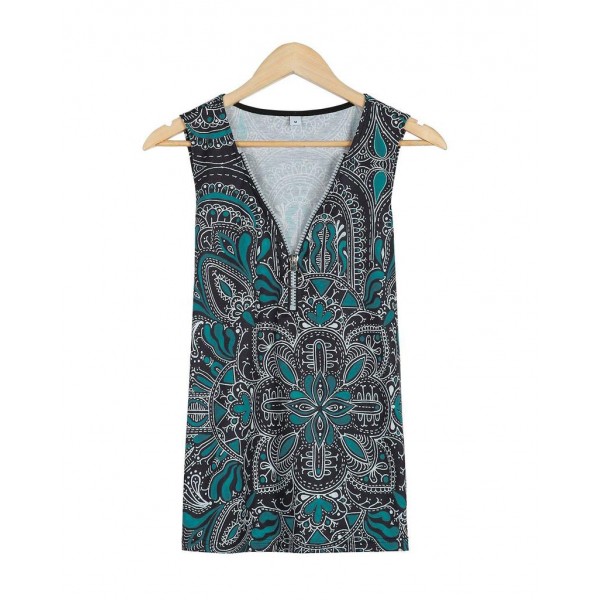 Cool Zip V-Neck Sleeveless Top