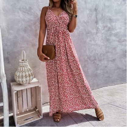 Glamorous Red Print Sleeveless Maxi Dress