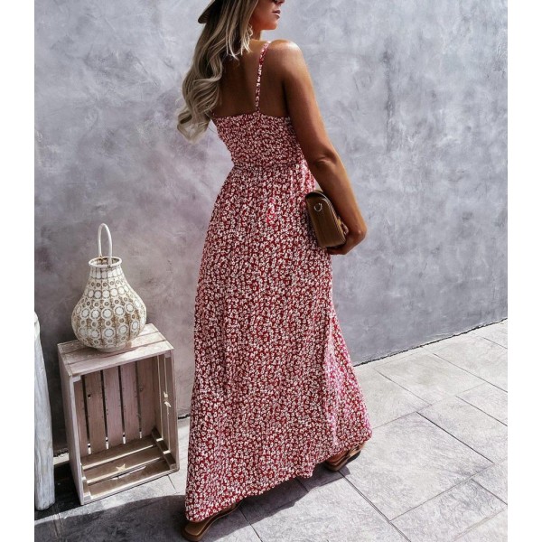 Glamorous Red Print Sleeveless Maxi Dress