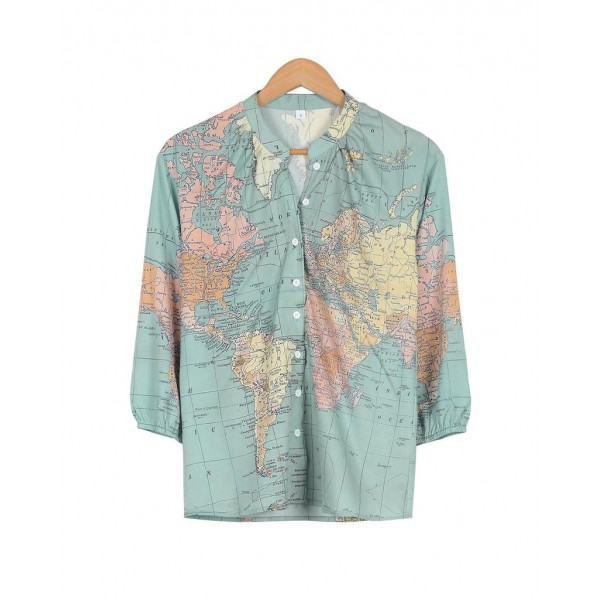 How Worldly Globe Print Shirt