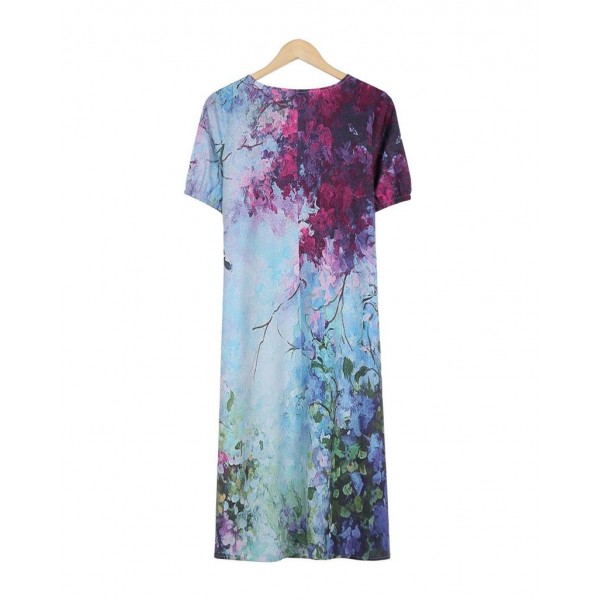 Special Print V-Neck Midi Dress