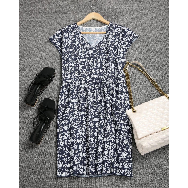 Casual V-Neck Printed Mini Dress