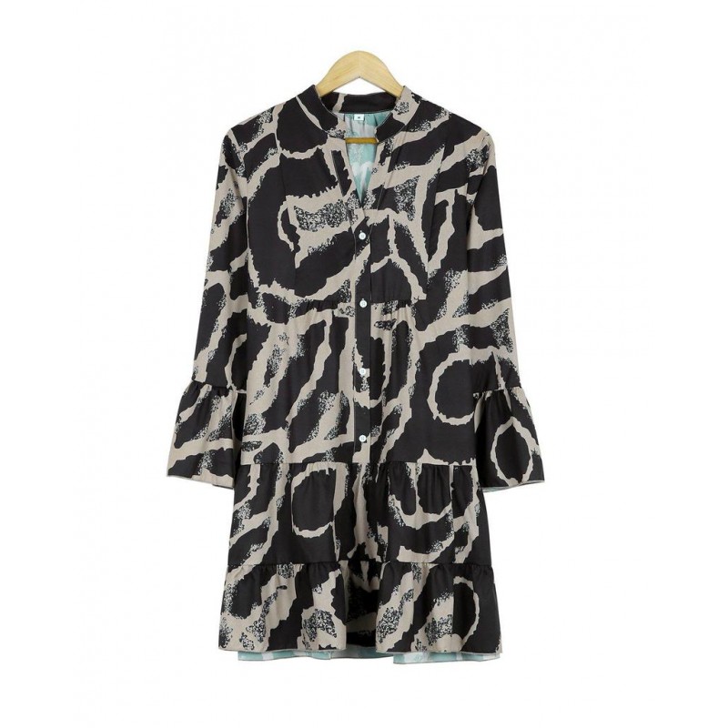 Modern Print Long Sleeve Mini Dress