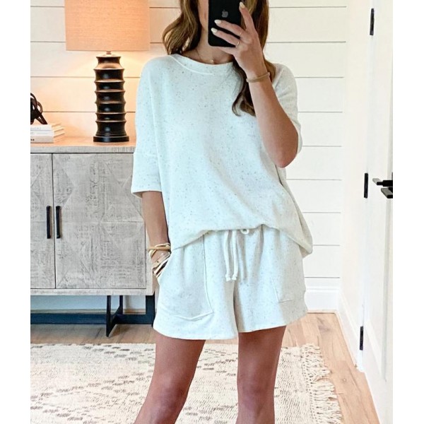 Comfy Round Neck Short Sleeve Lounge Set