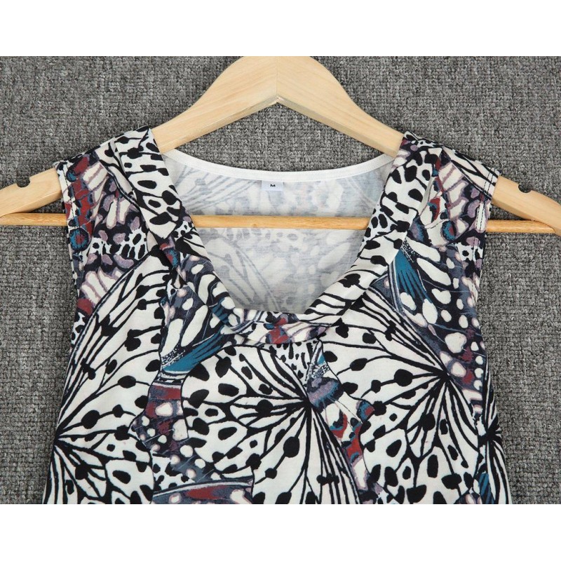 Retro V-Neck Print Sleeveless Top