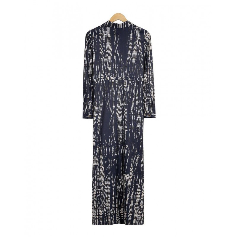 Unique Print Long Sleeve Maxi Dress