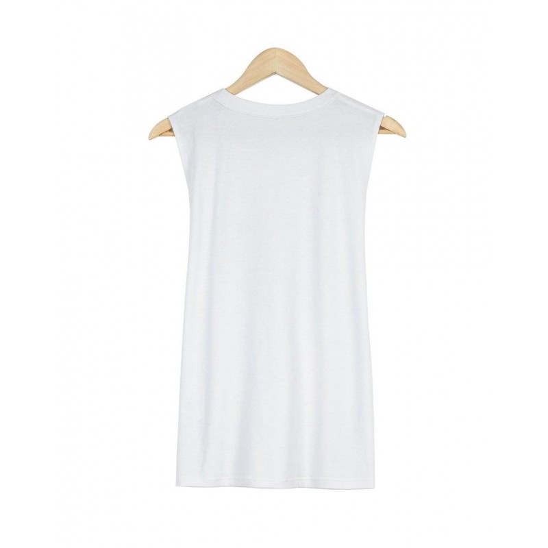 Simple Round Neck Print Sleeveless Top