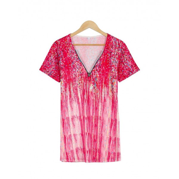 Showy Print Short Sleeve Top