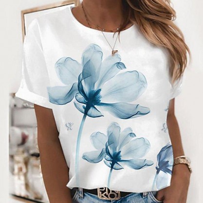 Elegant Print Short Sleeve Top