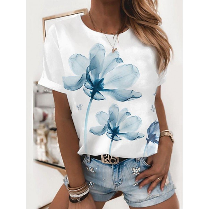 Elegant Print Short Sleeve Top