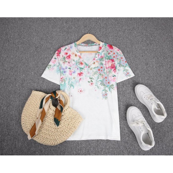 Elegant Print Short Sleeve Top