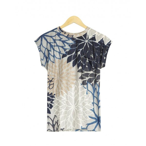 Elegant Print Short Sleeve Top