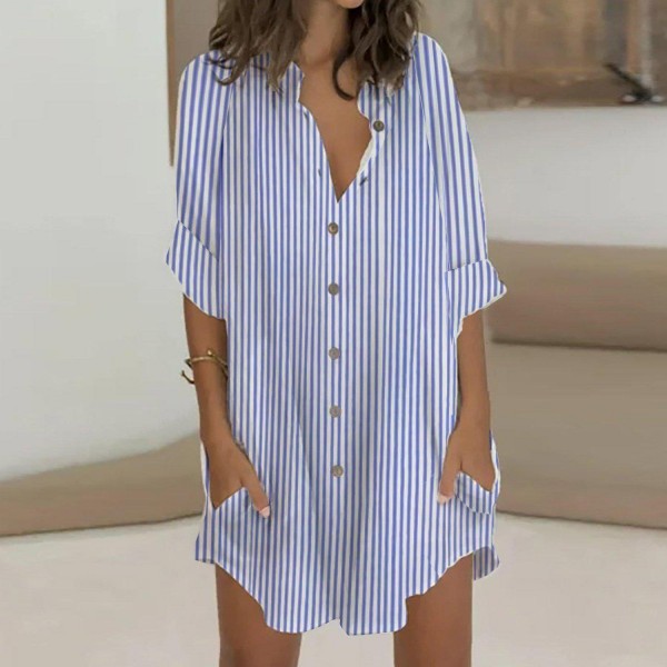 Casual Print 3/4 Sleeve Mini Dress