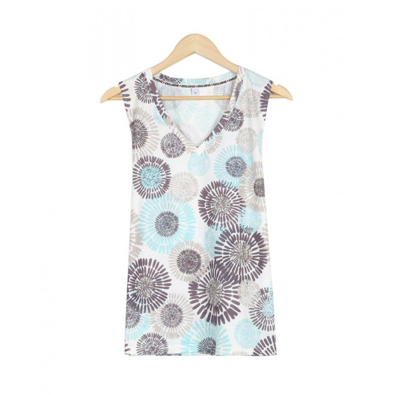 Casual V-Neck Print Sleeveless Top