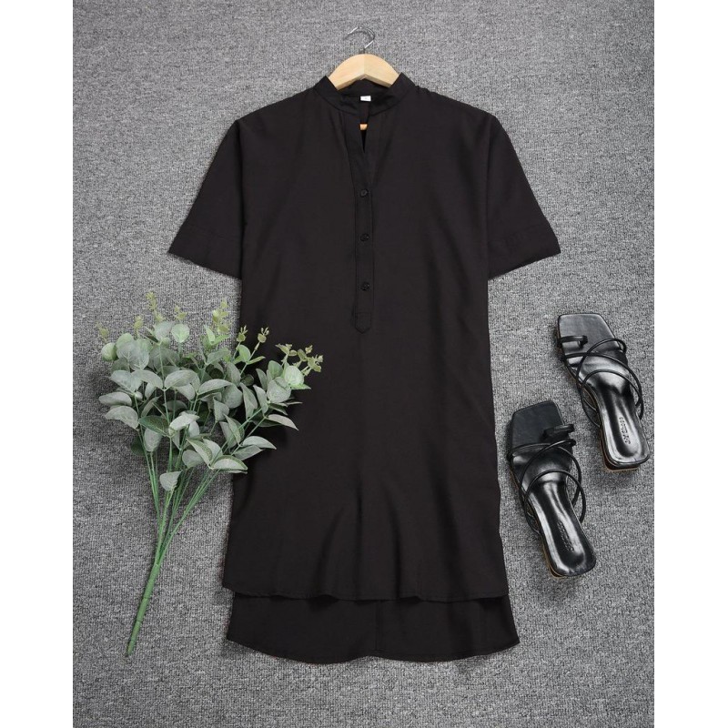 Cool V-Neck Plain Mini Dress