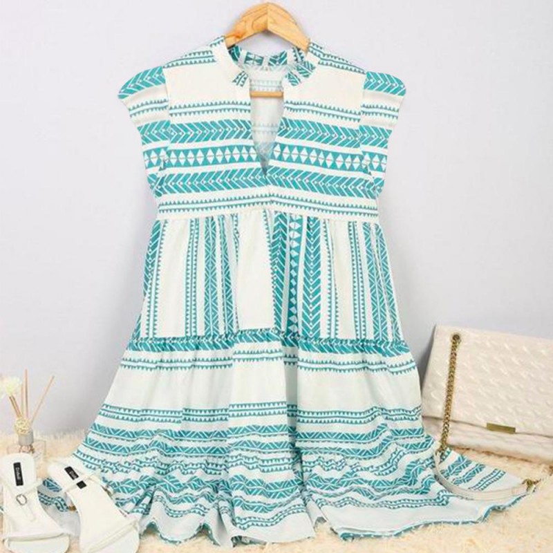 Casual Print Sleeveless Mini Dress