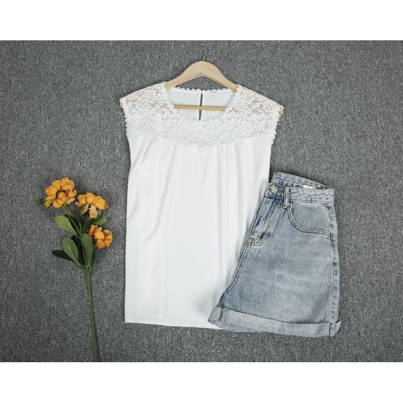 Classy White Plain Sleeveless Top