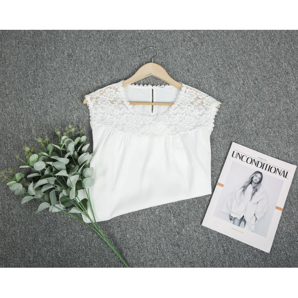 Classy White Plain Sleeveless Top