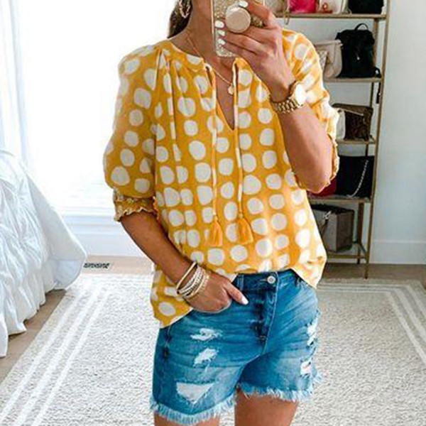 Cute Polka Dot Print Short Sleeve Top