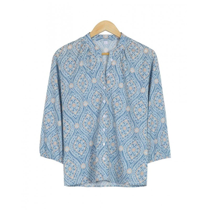 Retro Print 3/4 Sleeve Shirt