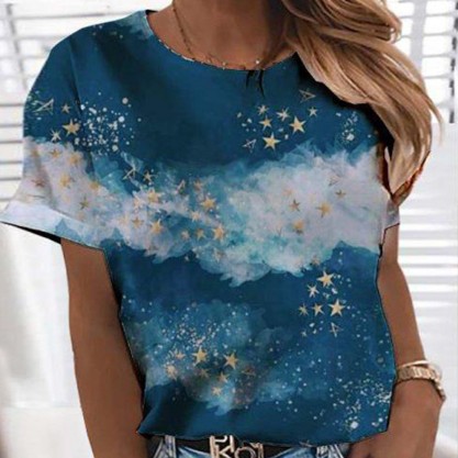 Casual Print Short Sleeve Top