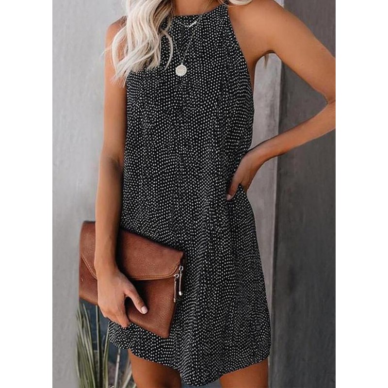 Classy Print Sleeveless Mini Dress