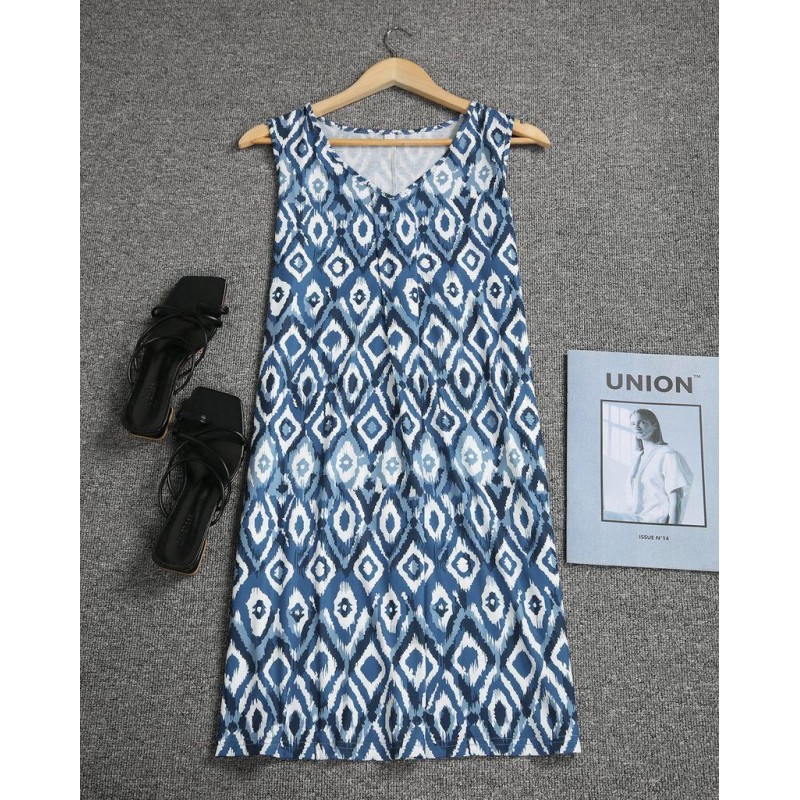 Retro Print Sleeveless Mini Dress