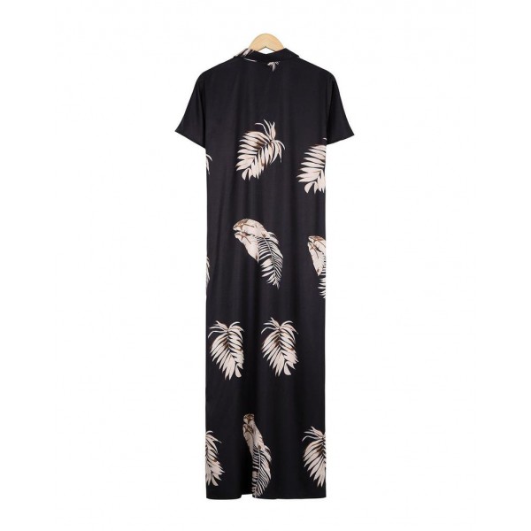 Chic Print Short Sleeve Maxi Dress