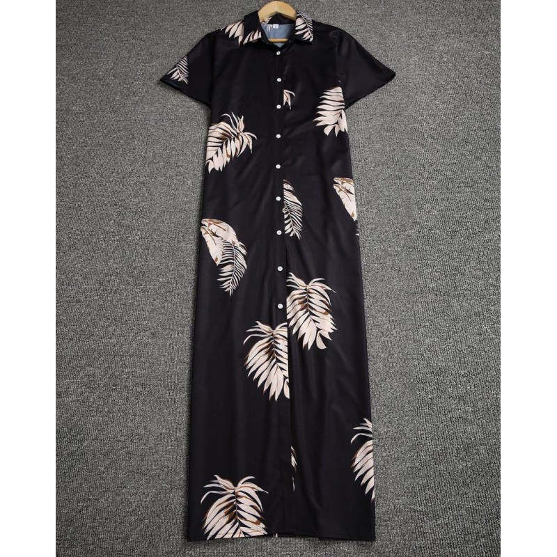 Chic Print Short Sleeve Maxi Dress