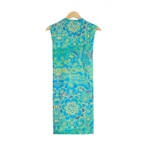 Retro Print Sleeveless Mini Dress With Belt