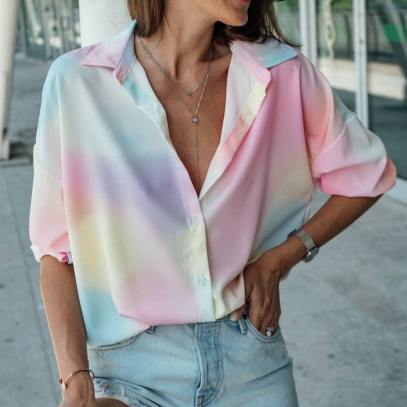 Glamorous Tie Dye Print 3/4 Sleeve Shirt