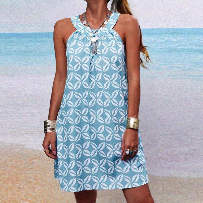 Fresh Print Sleeveless Mini Dress