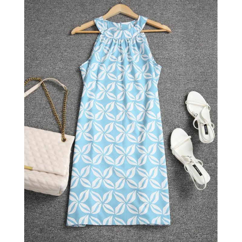 Fresh Print Sleeveless Mini Dress